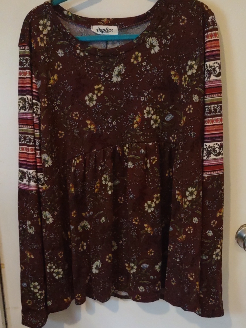 Fall Haptics Burgundy Floral Women's Long Sleeve Shirt